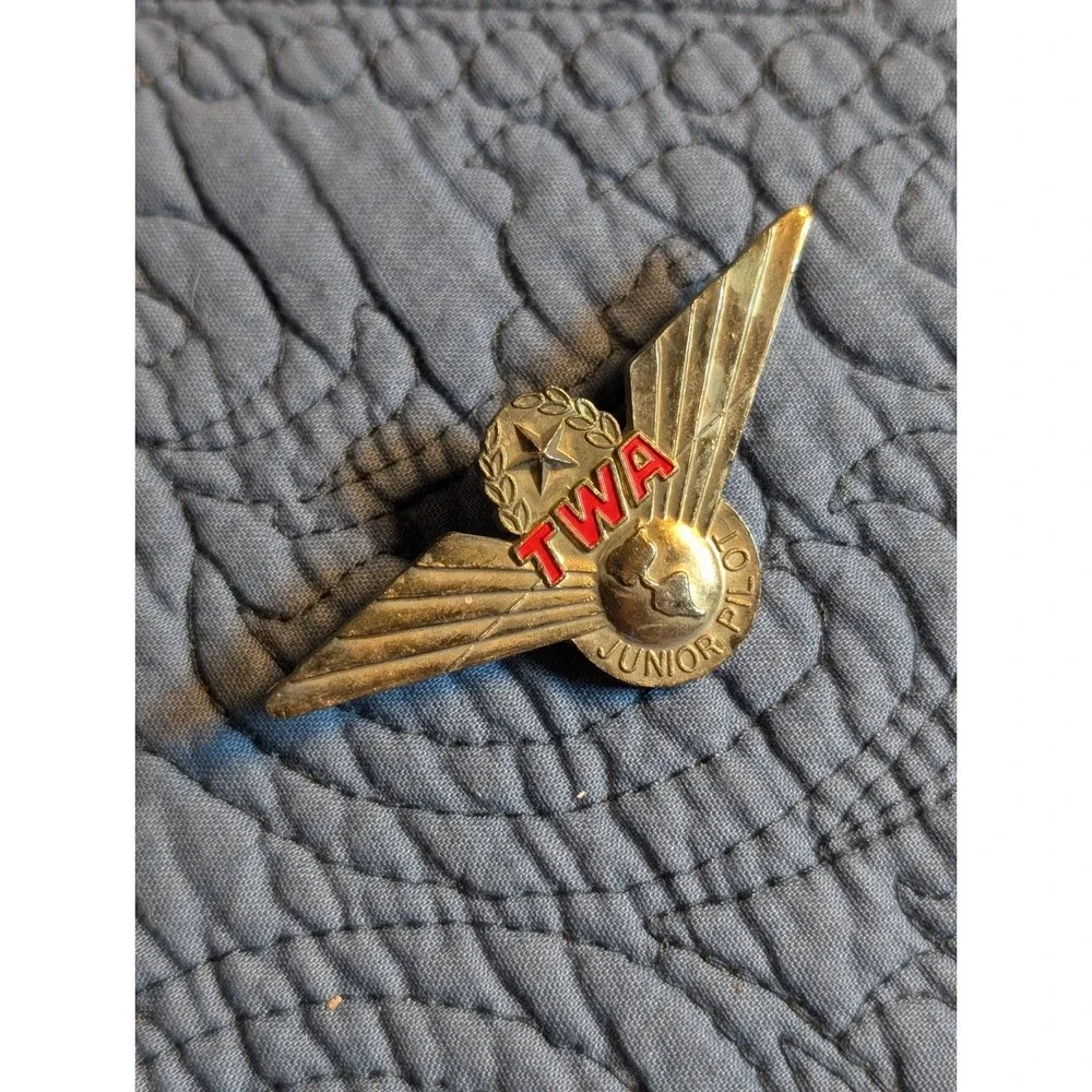 Vintage TWA Junior Pilot Wings Pin Metal AMICO Korea Trans World Airlines 1960s